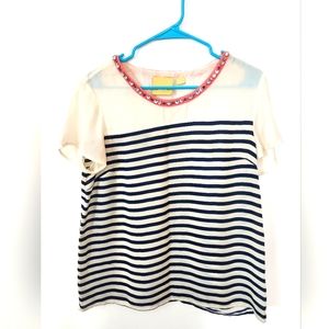 Maeve jewel neck sheer blouse